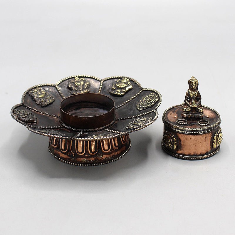 2024 New Nepal Eight Auspicious Brass Incense Burner - Rudraksha Mala Jewelry