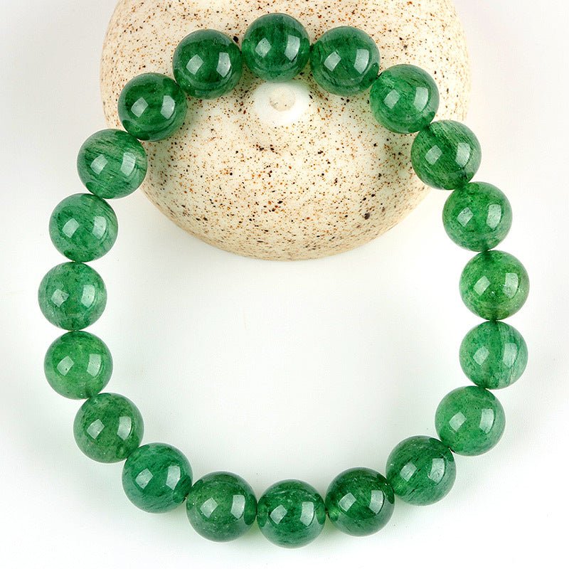 Green Strawberry Quartz Bracelet - Rudraksha Mala Jewelry