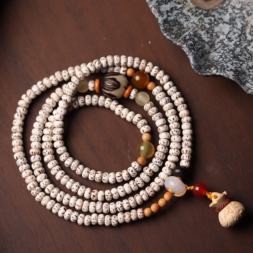 Moon And Star Bodhi Seed Mala - Rudraksha Mala Jewelry