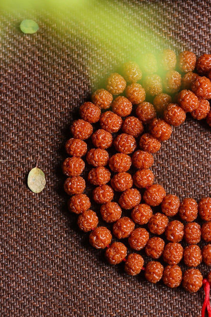 Orange Patina Buddhist Mala Beads Bracelet - Rudraksha Mala Jewelry