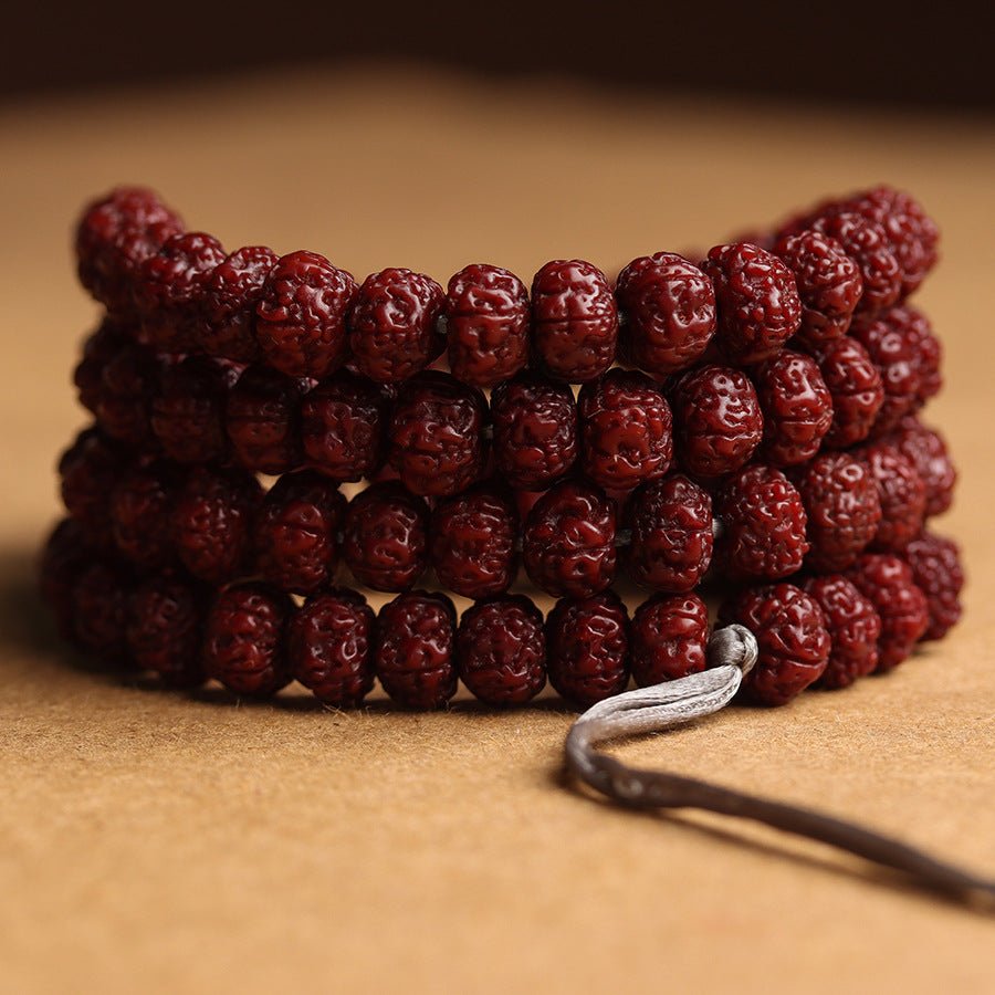 Red Patina Rudraksha Mala Bracelet - Rudraksha Mala Jewelry