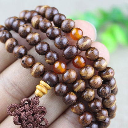 Wooden Fish Bodhi Seed 108 Mala Beads - Rudraksha Mala Jewelry